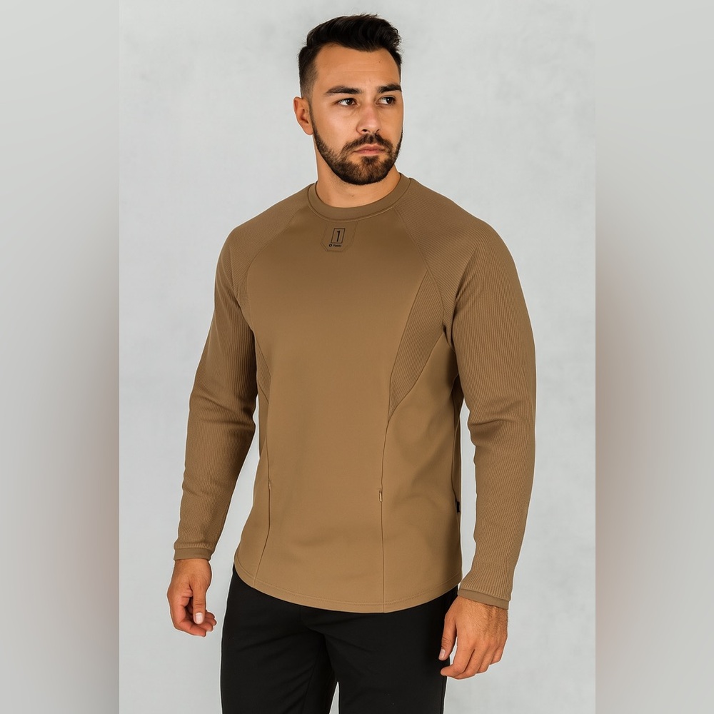 1st Phorm Men’s Performance Long Sleeve Shirt Size M Brown Athletic Fit